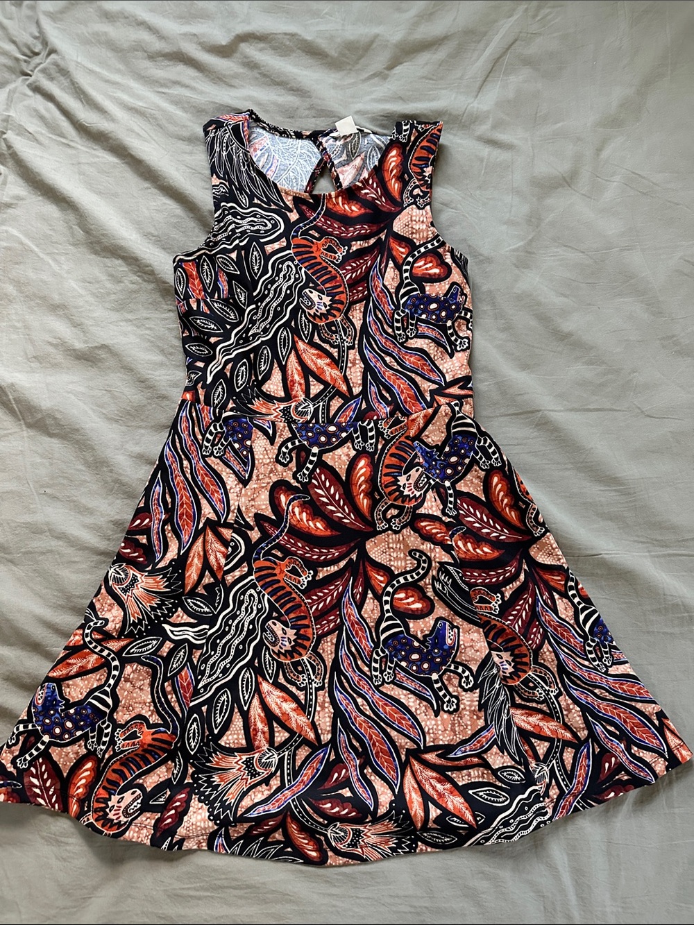 H&M Coral, Navy & Black Sleeveless A-Line Fit and Flare Mini Dress